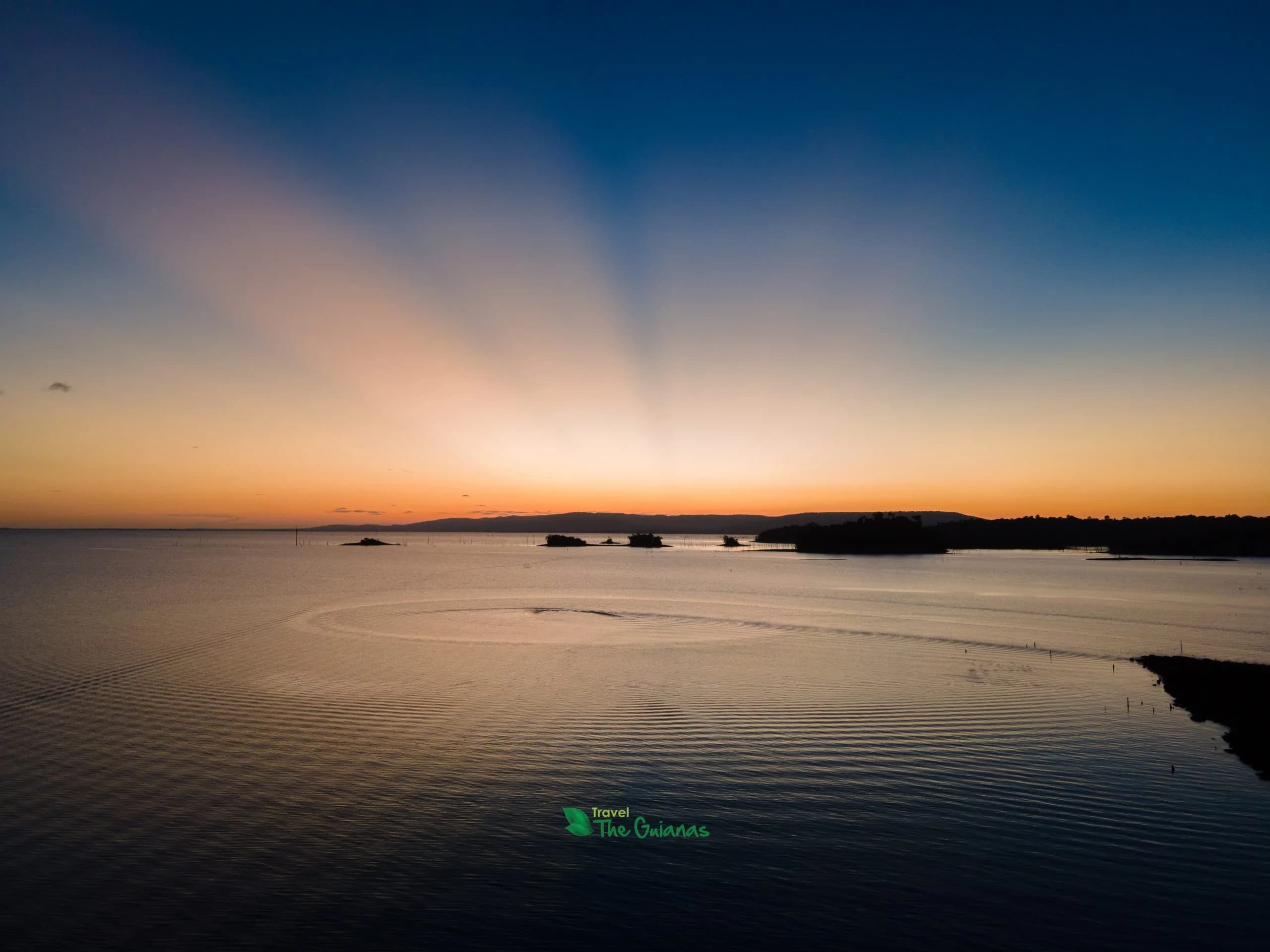 Suriname reservoir at sunset