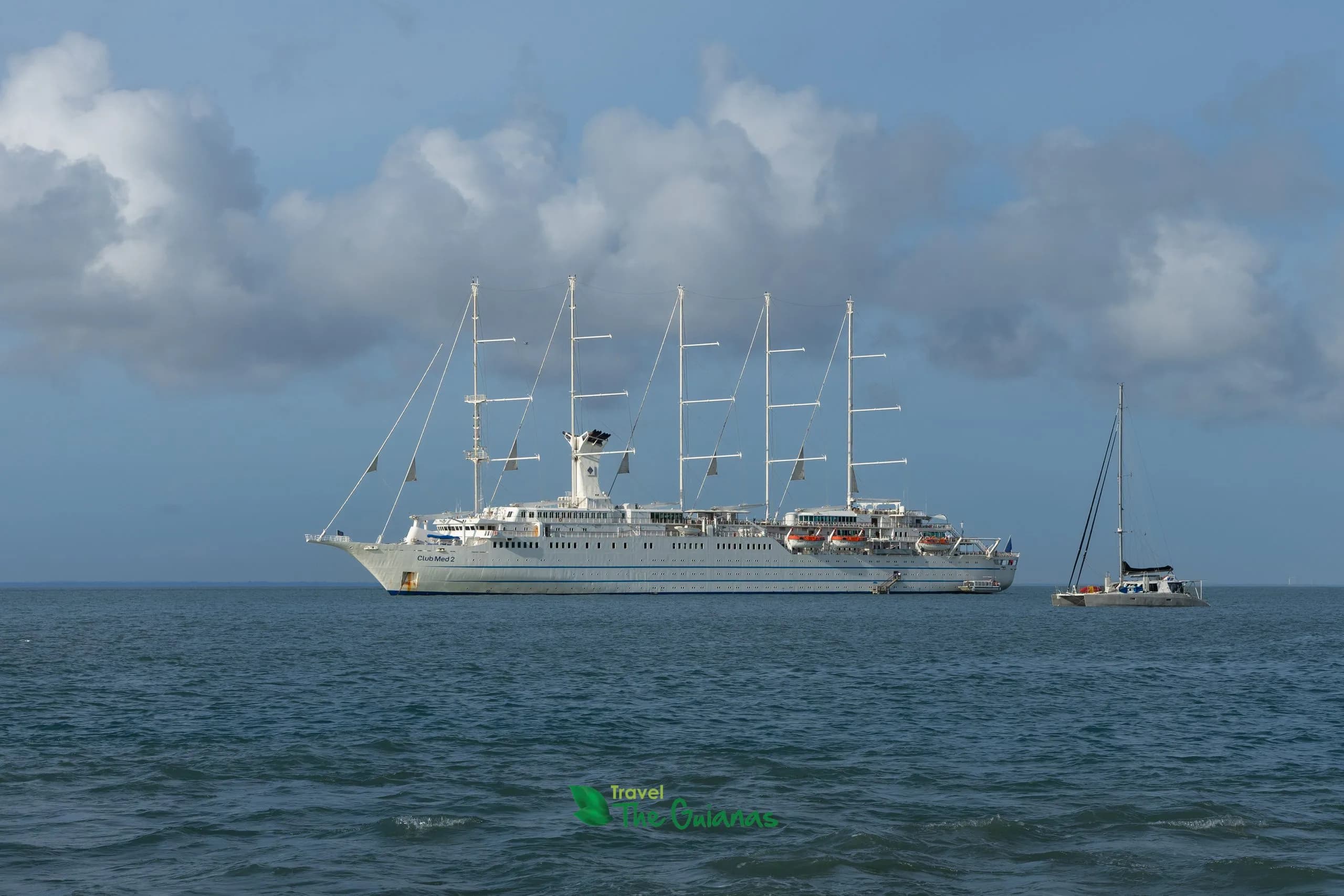 Expedition ship off the French Guiana coast