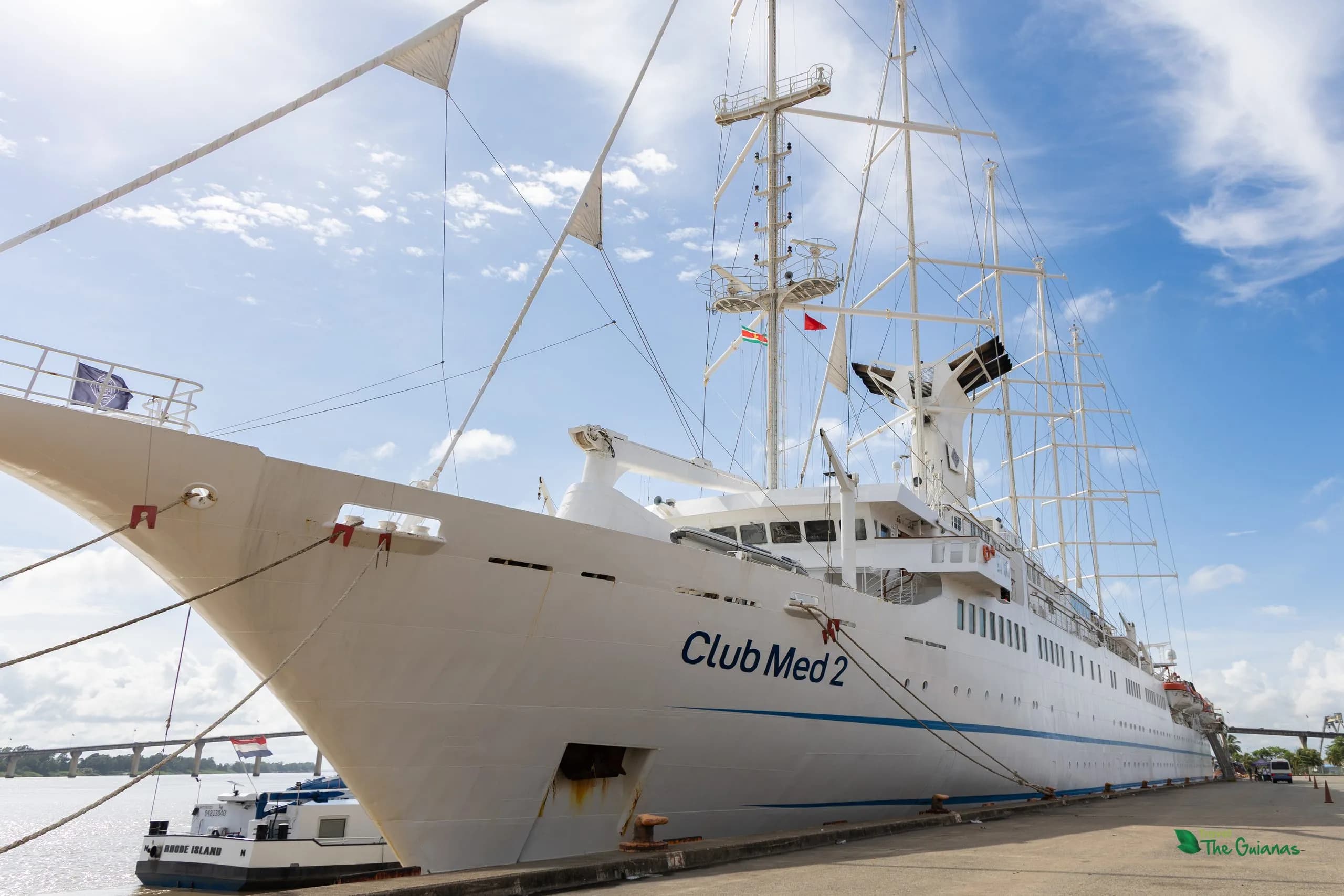 Expedition ship at anchor