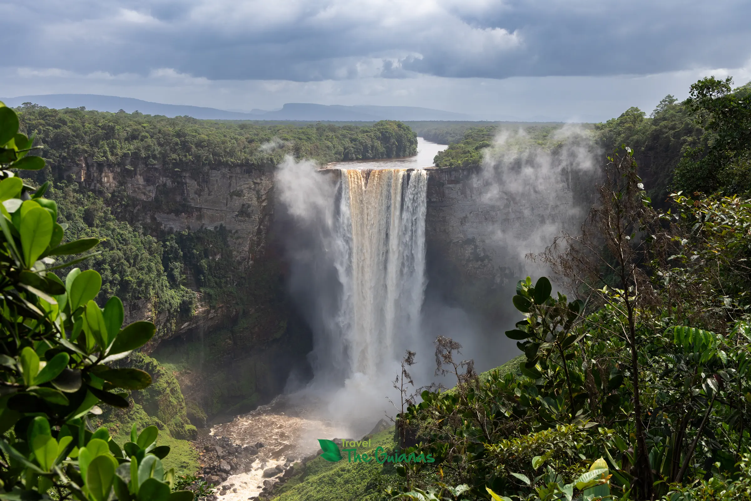 Kaieteur Falls dropping in a single column into its gorge in Guyana